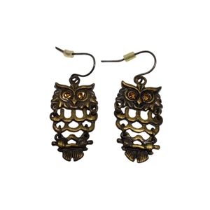 Owl Earrings Articulated Pierced